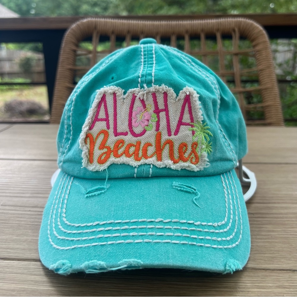 Aloha Beaches Hat Womens Green Ball Cap Adjustable Trucker Baseball Strapback
